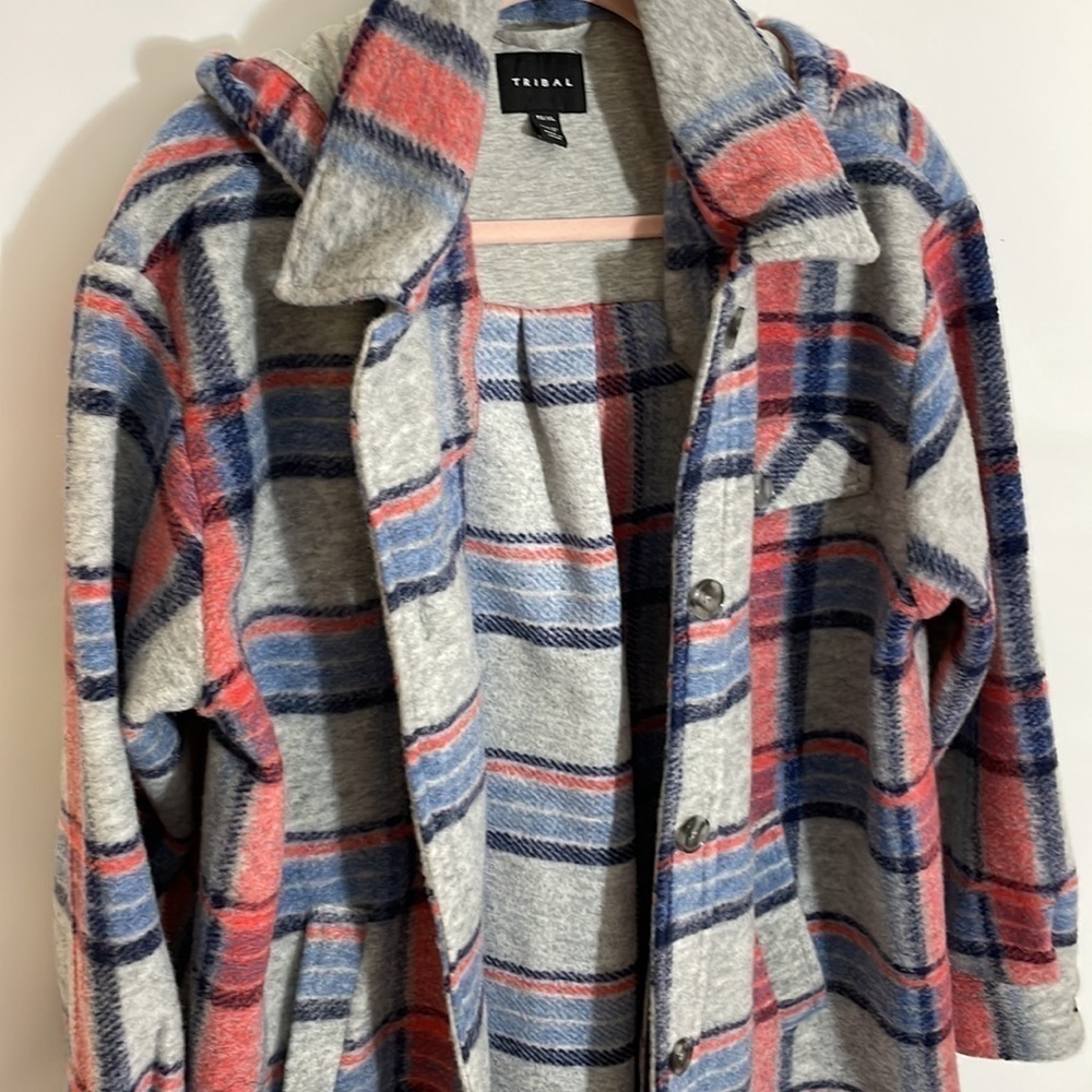 TRIBAL XL PLAID JACKET WITH REMOVABLE HOOD - Picture 7 of 14